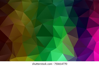 Dark Multicolor, Rainbow vector triangle mosaic background. Shining illustration, which consist of triangles. A new texture for your design.