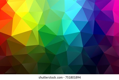 Dark Multicolor, Rainbow vector triangle mosaic pattern. A sample with polygonal shapes. A completely new design for your business.