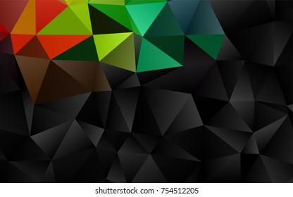 Dark Multicolor, Rainbow vector triangle mosaic background. A sample with polygonal shapes. A completely new design for your business.