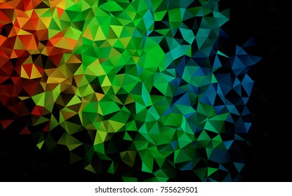 Dark Multicolor, Rainbow vector triangle mosaic template. Colorful abstract illustration with gradient. The textured pattern can be used for background.