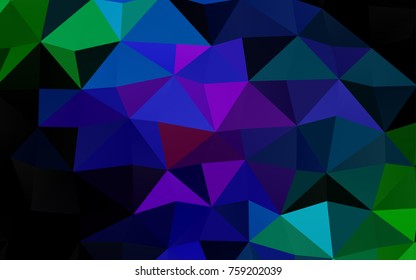 Dark Multicolor, Rainbow vector triangle mosaic pattern. Geometric illustration in Origami style with gradient.  Brand-new design for your business.