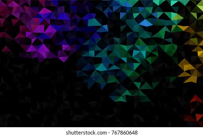 Dark Multicolor, Rainbow vector triangle mosaic template. Glitter abstract illustration with an elegant design. The template can be used as a background for cell phones.