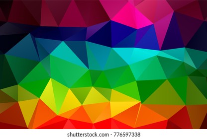Dark Multicolor, Rainbow vector triangle mosaic template. Geometric illustration in Origami style with gradient.  Brand-new style for your business design.