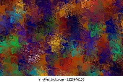 Dark Multicolor vector abstract background with flowers. Illustration with colorful abstract doodle flowers. Pattern for heads of websites, designs.