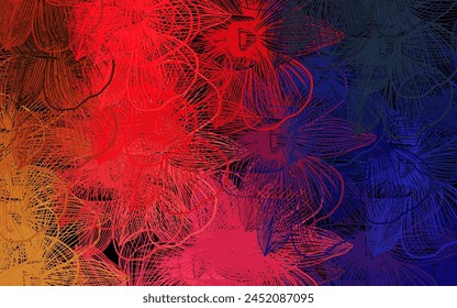 Dark Multicolor vector abstract design with flowers. Shining colored illustration with flowers. Colorful pattern for kid's books.