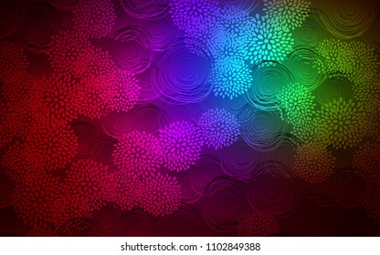 Dark Multicolor vector abstract doodle wallpaper. Colorful abstract illustration with flowers in doodle style. The pattern can be used for heads of websites and designs.