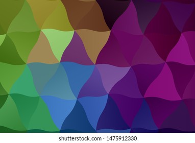 Dark Multicolor vector abstract mosaic backdrop. Triangular geometric sample with gradient.  Triangular pattern for your design.