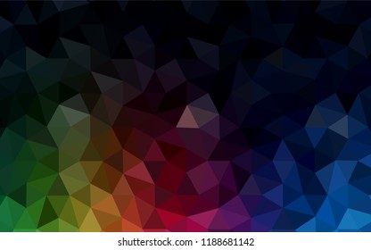 Dark Multicolor vector abstract polygonal pattern. Glitter abstract illustration with an elegant triangles. Polygonal design for your web site.