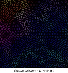 Dark Multicolor vector backdrop with circles. Abstract colorful disks on simple gradient background. Pattern for wallpapers, curtains.
