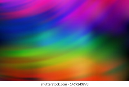 Dark Multicolor vector backdrop with curved lines. Colorful geometric sample with gradient lines.  New composition for your brand book.