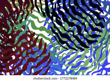 Dark Multicolor vector backdrop with curved lines. A completely new colorful illustration in simple style. Brand new design for your ad.