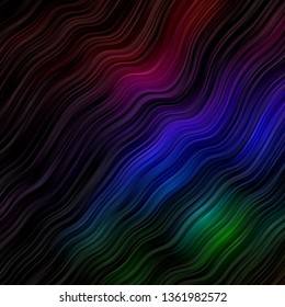 Dark Multicolor vector backdrop with curves. Colorful illustration, which consists of curves. Pattern for websites, landing pages.