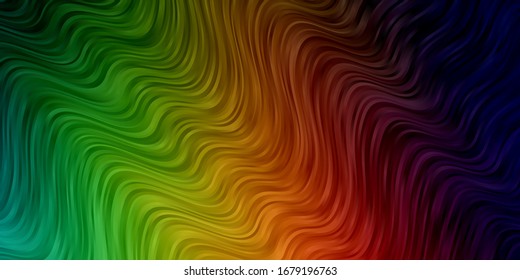 Dark Multicolor vector backdrop with curves. Abstract gradient illustration with wry lines. Template for your UI design.
