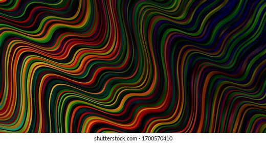 Dark Multicolor vector backdrop with curves. Abstract gradient illustration with wry lines. Template for your UI design.