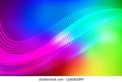 Dark Multicolor vector backdrop with dots and lines. Abstract illustration with colorful discs and triangles. Design for poster, banner of websites.