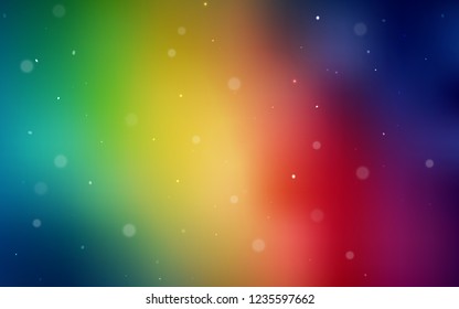 Dark Multicolor vector backdrop with dots. Illustration with set of shining colorful abstract circles. Pattern can be used for ads, leaflets.