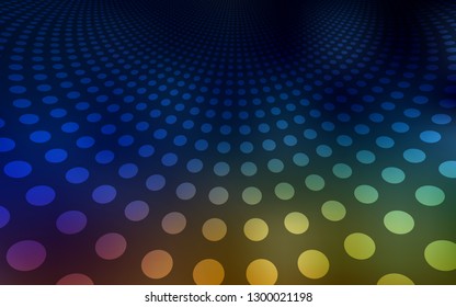 Dark Multicolor vector backdrop with dots. Blurred bubbles on abstract background with colorful gradient. Pattern can be used as texture of wallpapers.