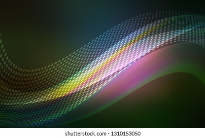 Dark Multicolor vector backdrop with dots and lines. Abstract illustration with colorful discs and triangles. Design for poster, banner of websites.