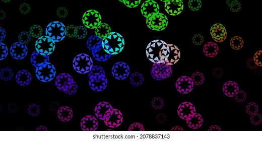 Dark multicolor vector backdrop with dots. Abstract decorative design in gradient style with bubbles. Pattern for business ads.