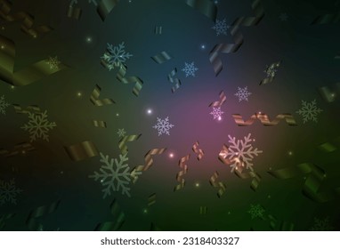 Dark Multicolor vector backdrop in holiday style. Simple gradient illustration with Christmas attributes. Pattern for ads, poster, banner of books.