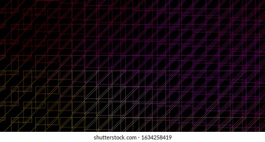 Dark Multicolor vector backdrop with lines. Colorful gradient illustration with abstract flat lines. Template for your UI design.