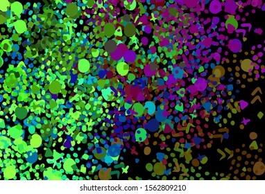 Dark Multicolor vector backdrop with memphis shapes. Colorful chaotic forms with gradient in modern style. Background for a cell phone.