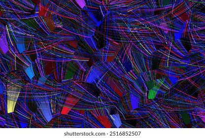 Dark Multicolor vector backdrop with memphis shapes.