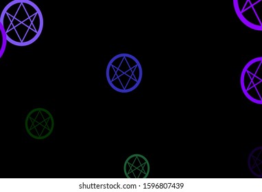 Dark Multicolor vector backdrop with mystery symbols. Abstract illustration with gothic gradient shapes. Design for magic, spiritual events.