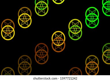 Dark Multicolor vector backdrop with mystery symbols. Illustration with magical signs of spiritual power. Background for esoteric, mystic designs.