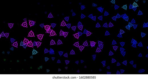 Dark Multicolor vector backdrop with mystery symbols. Abstract illustration with gothic gradient shapes. Simple design for occult depiction.