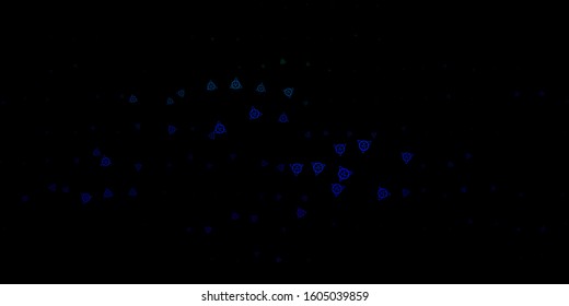 Dark Multicolor vector backdrop with mystery symbols. Colorful vintage illustration with gradient alchemy shapes. Simple base for your occult design.