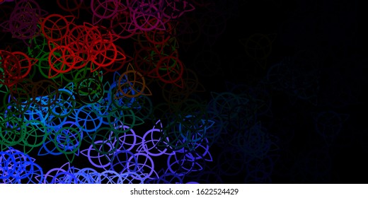 Dark Multicolor vector backdrop with mystery symbols. Colorful vintage illustration with gradient alchemy shapes. Best design halloween events.