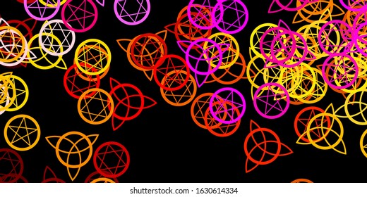 Dark Multicolor vector backdrop with mystery symbols. Colorful vintage illustration with gradient alchemy shapes. Design for magic, spiritual events.