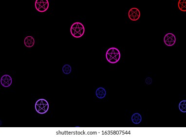 Dark Multicolor vector backdrop with mystery symbols. Abstract illustration with gothic gradient shapes. Background for esoteric, mystic designs.