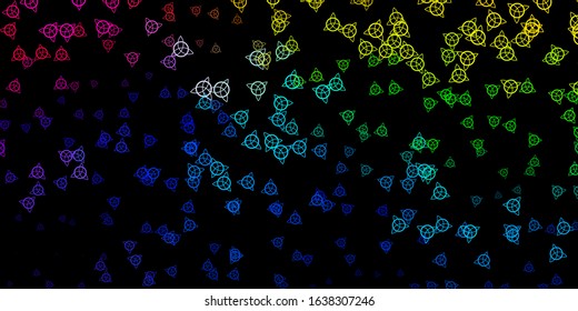 Dark Multicolor vector backdrop with mystery symbols. Abstract illustration with gothic gradient shapes. Simple design for occult depiction.