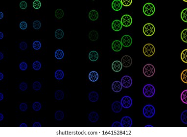 Dark Multicolor vector backdrop with mystery symbols. Retro design in abstract style with witchcraft forms. Background for esoteric, mystic designs.