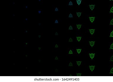 Dark Multicolor vector backdrop with mystery symbols. Illustration with magical signs of spiritual power. Design for magic, spiritual events.