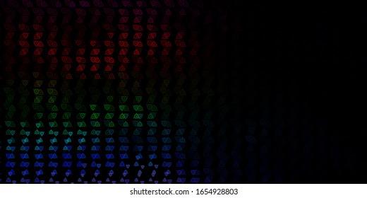 Dark Multicolor vector backdrop with mystery symbols. Colorful vintage illustration with gradient alchemy shapes. Best design halloween events.