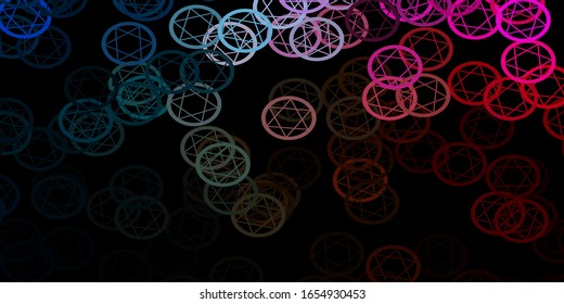 Dark Multicolor vector backdrop with mystery symbols. Illustration with magical signs of spiritual power. Simple base for your occult design.