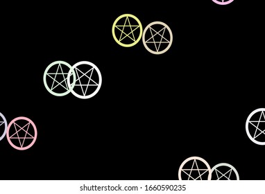 Dark Multi-Farb-Vektorillustration-Hintergrund mit geheimnisvollen Symbolen. Abstrakte Illustration mit gotischen Farbverlauf-Formen. Einfache Basis für Ihr okkultes Design.