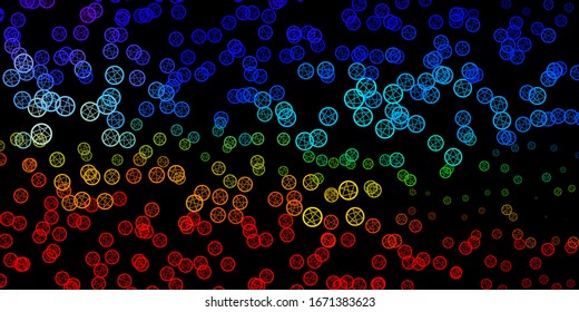 Dark Multicolor vector backdrop with mystery symbols. Colorful mystic symbols with a gradient in ancient style. Background for esoteric, mystic designs.