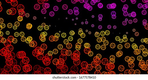 Dark Multicolor vector backdrop with mystery symbols. Colorful mystic symbols with a gradient in ancient style. Simple design for occult depiction.