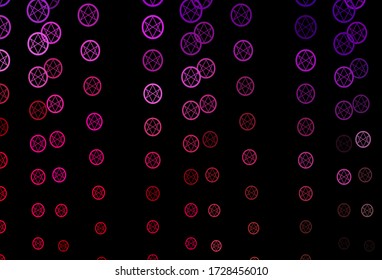 Dark Multicolor vector backdrop with mystery symbols. Colorful vintage illustration with gradient alchemy shapes. Simple design for occult depiction.