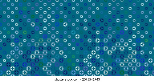 Dark multicolor vector backdrop with virus symbols. Colorful abstract illustration with gradient medical shapes. Design for biohazard warning.