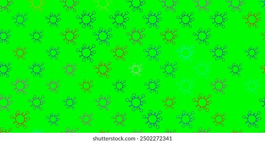 Dark multicolor vector backdrop with virus symbols. Colorful abstract illustration with gradient medical shapes. Design for biohazard warning.