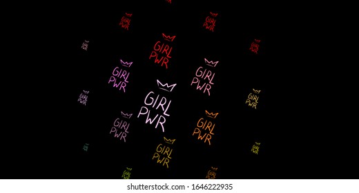 Dark Multicolor vector backdrop with woman's power symbols. Abstract illustration with a depiction of women's power. Background for International Women’s Day.