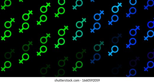 Dark Multicolor vector backdrop with woman's power symbols. Simple design in abstract style with women’s rights activism. Elegant design for wallpapers.