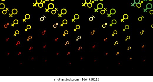 Dark Multicolor vector backdrop with woman's power symbols. Illustration with signs of women's strength and power. Best design to show the power of women.
