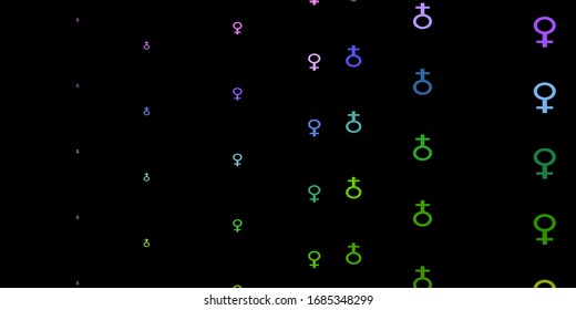 Dark Multicolor vector backdrop with woman's power symbols. Illustration with signs of women's strength and power. Simple design for your web site.