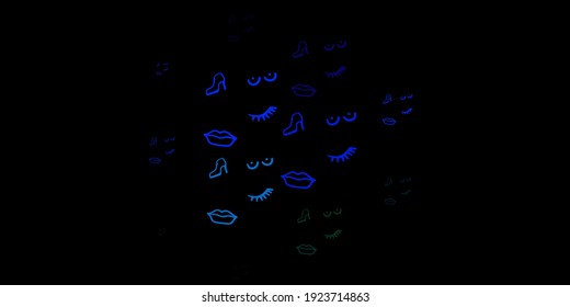 Dark Multicolor vector backdrop with woman's power symbols. Illustration with signs of women's strength and power. Simple design for your web site.
